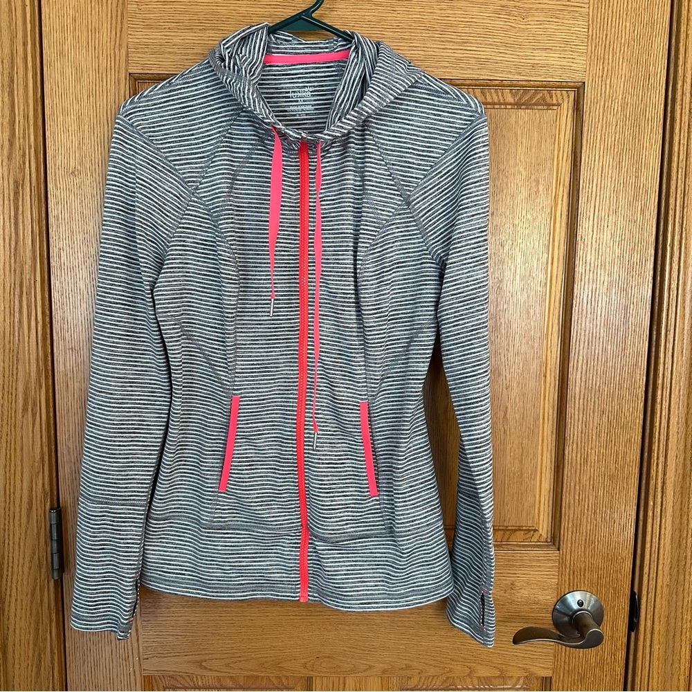 Lukka striped lightweight zip up hooded sweatshirt/jacket. Size Medium.